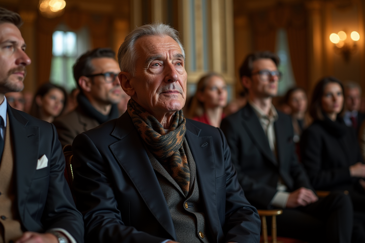 Editeur de mode observant un défilé dans un hall parisien