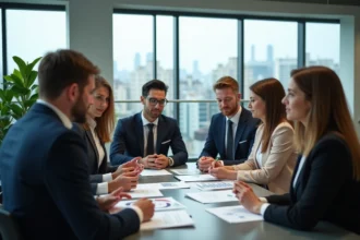 Groupe de jeunes professionnels dans un bureau moderne