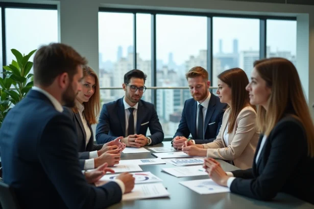 Groupe de jeunes professionnels dans un bureau moderne