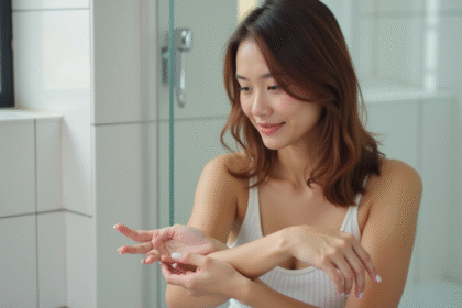 Jeune femme examine son avant-bras après épilation