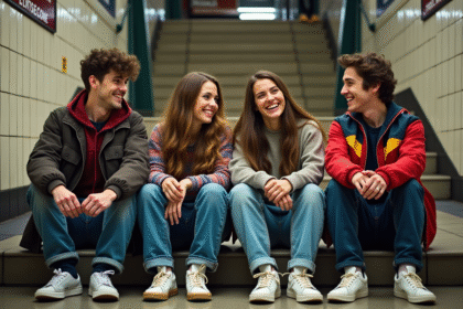 Groupe de jeunes dans le métro parisien années 90